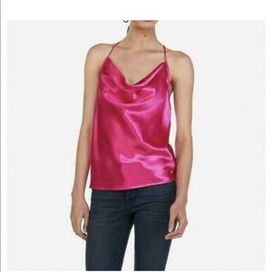 Pink satin racerback cami